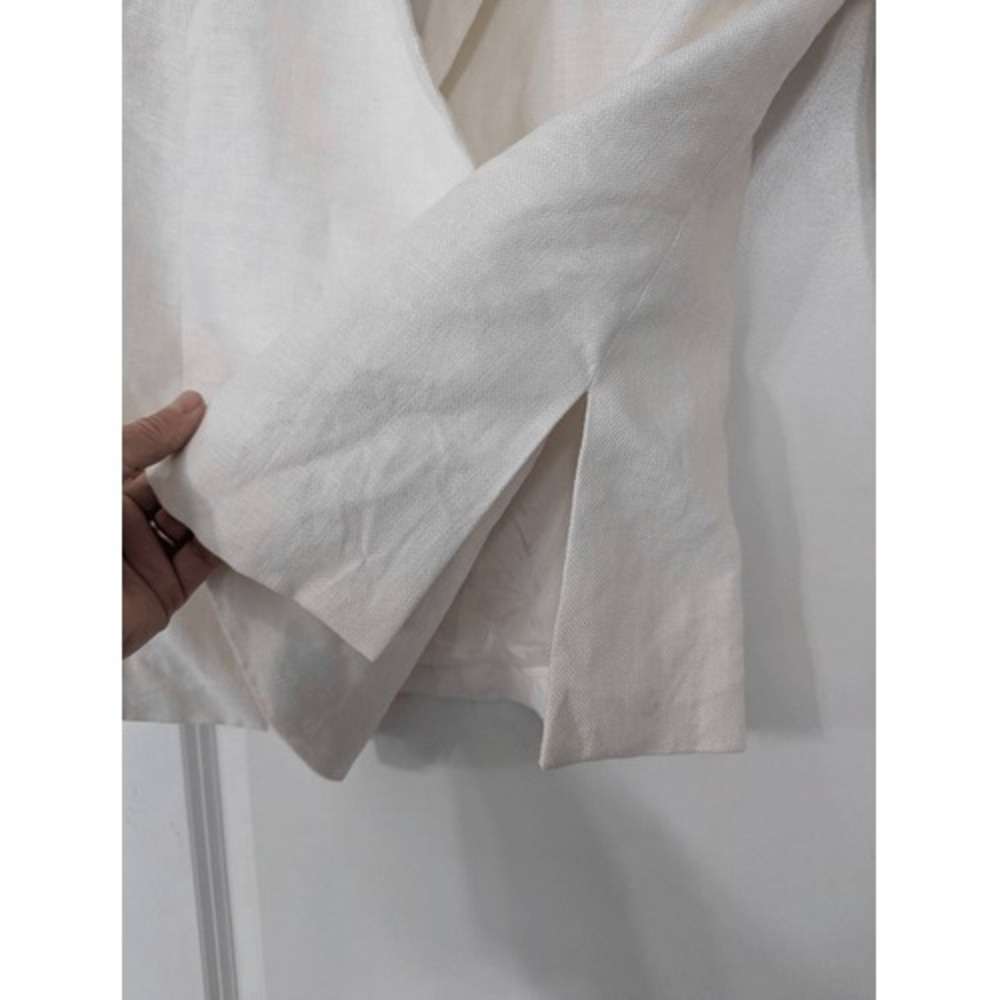 Carolina Herrera Linen Blazer women's 14 white Neiman Marcus Vintage luxury - Picture 4 of 8